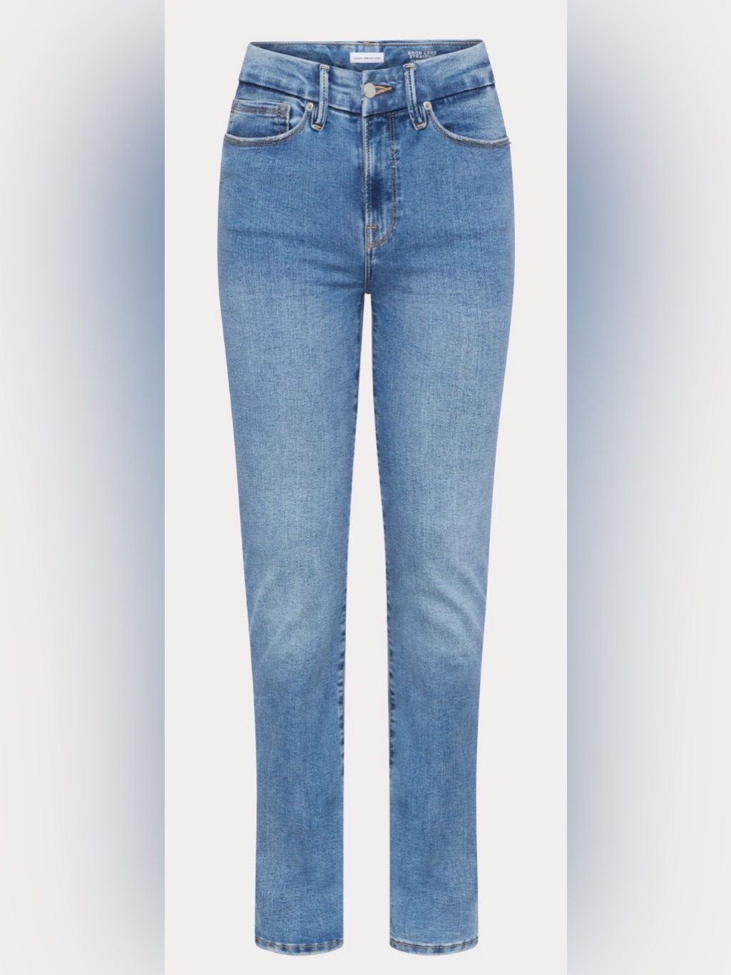 Sz 6-12 Good American Always Fits Good Legs Straight Jeans Blue Indigo